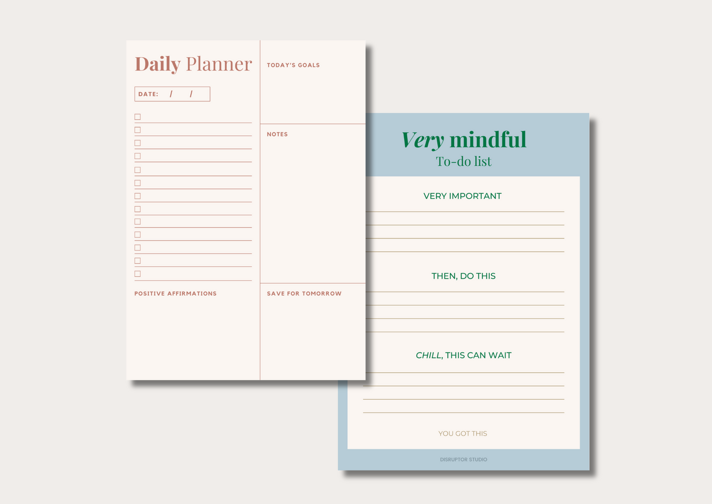 Very Mindful A5 Daily To Do Planner | Blue & Green