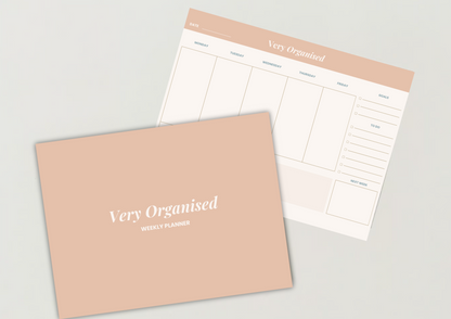 Very Organised Weekly Desk Planner Pad | Pink & Cream