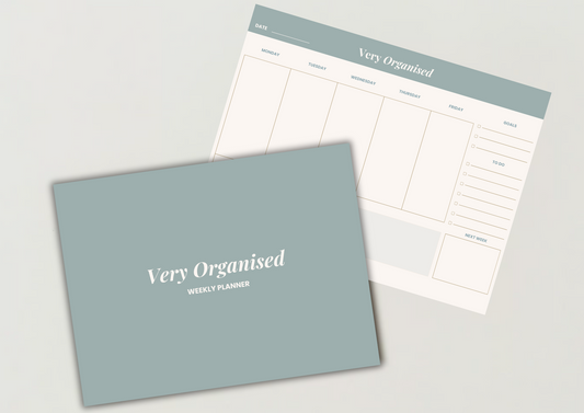Very Organised Weekly Desk Planner Pad | Green & Cream